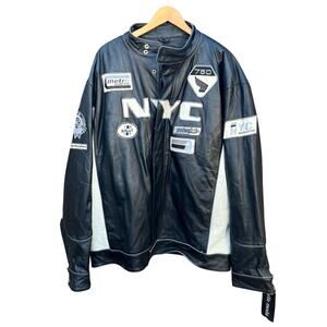 NWT Vintage Pelle Moda NYC Leather Racing Jacket XXXXL 27x33